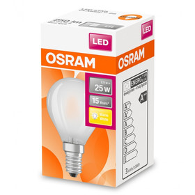 Osram LED Star Classic P25 Filament Lampe E14 Leuchtmittel 2,5W=25 Warmweiß matt