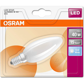 Osram LED Star Classic Lampe Kerzen E14 4W=40W Matt Kaltweiß (6500K)