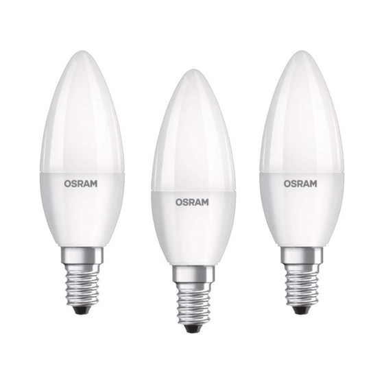 Osram LED Leuchtmittel Lampe Kerze E14 5,7W=40W Matt Warmweiß (2700K) 3er-Pack