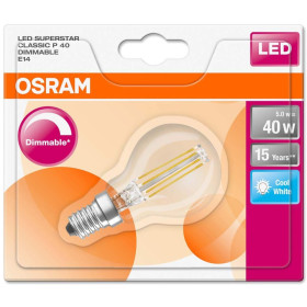 Osram LED Superstar Classic P40 Lampe E14 Leuchtmittel 5W Kaltweiß klar Dimmbar