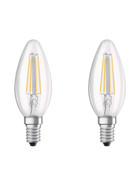 2x Osram LED Filament Kerze Leuchtmittel 4W=40W Lampe E14 Warmweiß Klar