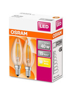 2x Osram LED Filament Kerze Leuchtmittel 4W=40W Lampe E14 Warmweiß Klar