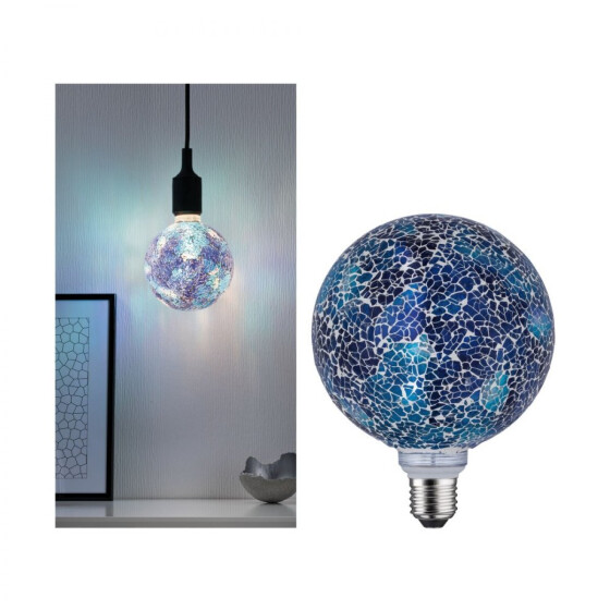 Paulmann 287.50 LED Globe Ø130 E27 5W 470lm Miracle Mosaic Handmade blau dimmbar