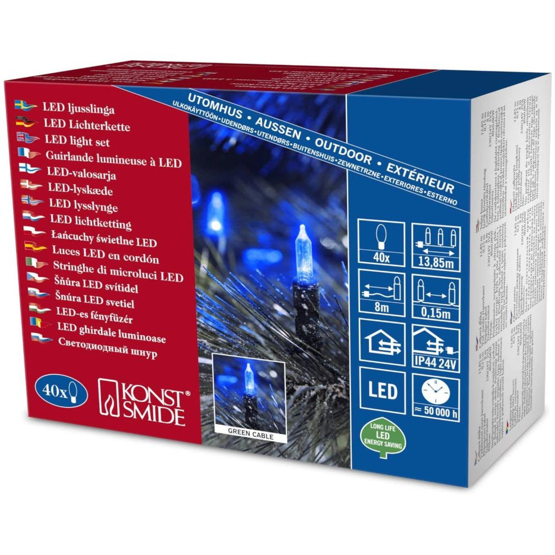 Konstsmide 6004-400 Ausse Blau LED Dioden mit 40 24V Minilichterkette